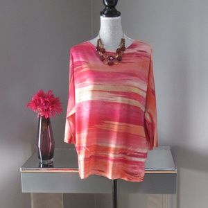 Chico's 2 Pink Orange Dolman Sleeve Blouse